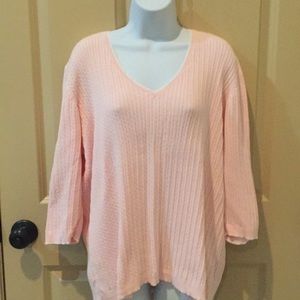 Lauren Ralph Lauren pink v-neck sweater in 3x